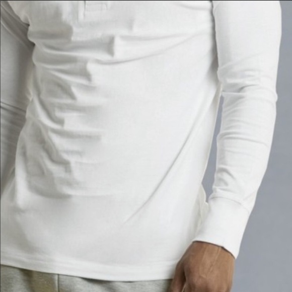 LAST ONE Men’s White Button Front Henley Tee, M - Picture 5 of 6